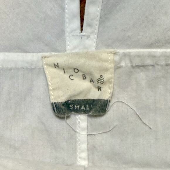 Nicobar Womens White Cotton Casual Midi Dress Small Apron Lagen Relaxed Utility - Picture 9 of 16